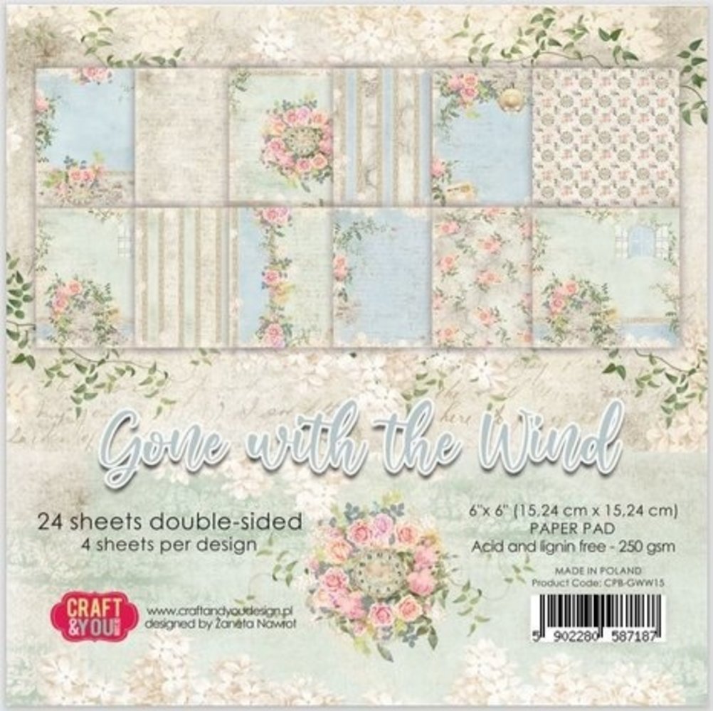Craft & You Gone With The Wind 6x6 Inch Paper Pack (CPB-GWW15)