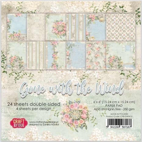Craft & You Gone With The Wind 6x6 Inch Paper Pack (CPB-GWW15)