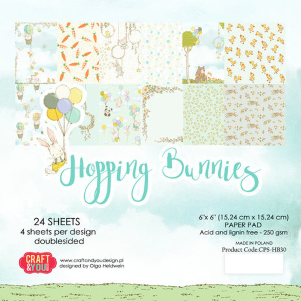 Craft & You Hopping Bunnies 6x6 Inch Paper Pack (CPB-HBU15) Craft & You Hopping Bunnies 6x6 Inch Paper Pack (CPB-HBU15)