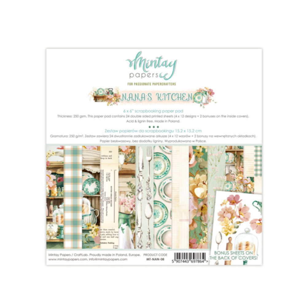Mintay Nana's Kitchen 6x6 Inch Scrapbooking Paper Pad (MT-NAN-08)
