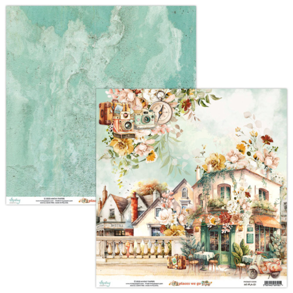 Mintay Places We Go 12x12 Inch Scrapbooking Paper Set (MT-PLA-07)