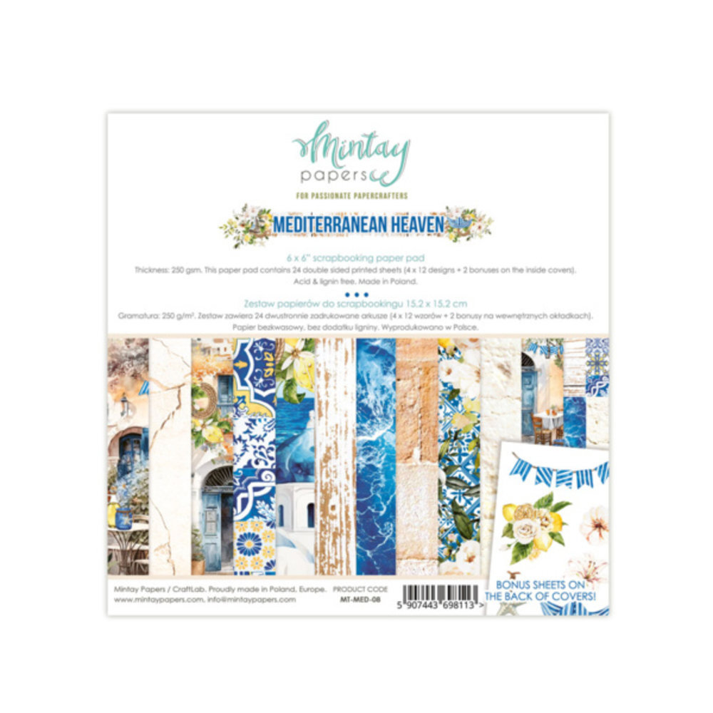 Mintay Mediterranean Heaven 6x6 Inch Scrapbooking Paper Pad (MT-MED-08) Mintay Mediterranean Heaven 6x6 Inch Scrapbooking Paper Pad (MT-MED-08)