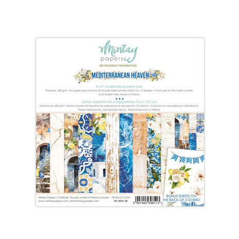 Mintay Mediterranean Heaven 6x6 Inch Scrapbooking Paper Pad (MT-MED-08) Mintay Mediterranean Heaven 6x6 Inch Scrapbooking Paper Pad (MT-MED-08)