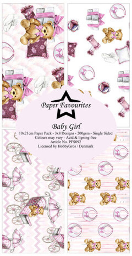 Paper Favourites Baby Girl Slimline Paper Pack (PFS092) Paper Favourites Baby Girl Slimline Paper Pack (PFS092)