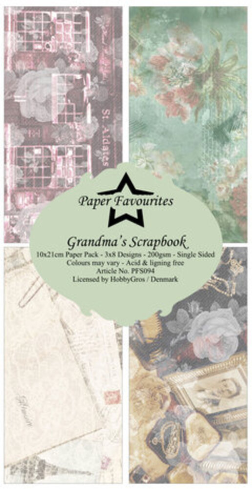 Paper Favourites Grandma's Scrapbook Slimline Paper Pack (PFS094) Paper Favourites Grandma's Scrapbook Slimline Paper Pack (PFS094)