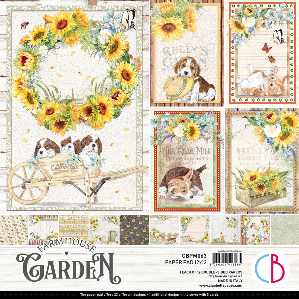 Ciao Bella Papercrafting Farmhouse Garden 12x12 Inch Paper Pad (CBPM063)