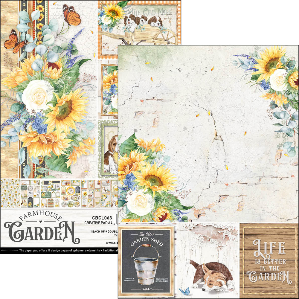 Ciao Bella Papercrafting Farmhouse Garden A4 Creative Pad (CBCL063)