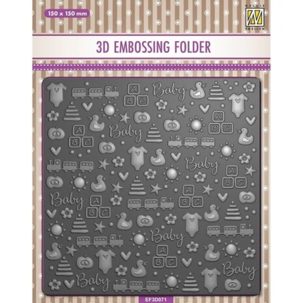 Nellie Snellen 3D Embossing Folder Background Baby Things (EF3D071) Nellie Snellen 3D Embossing Folder Background Baby Things (EF3D071)