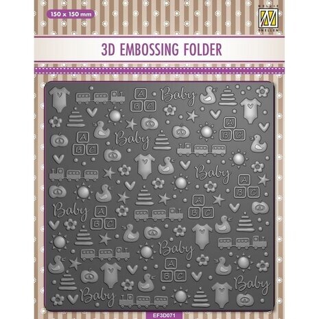 Nellie Snellen 3D Embossing Folder Background Baby Things (EF3D071) Nellie Snellen 3D Embossing Folder Background Baby Things (EF3D071)