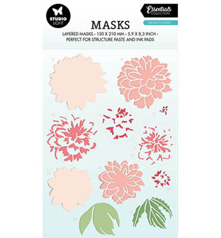 Studio Light Essentials Dahlia Flowers A5 Masking Stencil (SL-ES-MASK195) Studio Light Essentials Dahlia Flowers A5 Masking Stencil (SL-ES-MASK195)