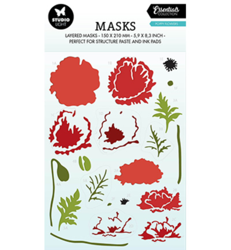 Studio Light Essentials Poppy Flowers A5 Masking Stencil (SL-ES-MASK196) Studio Light Essentials Poppy Flowers A5 Masking Stencil (SL-ES-MASK196)
