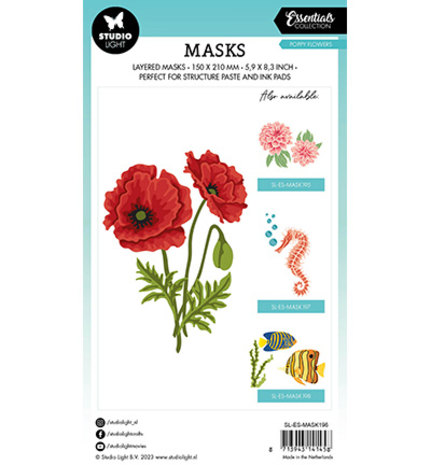 Studio Light Essentials Poppy Flowers A5 Masking Stencil (SL-ES-MASK196) Studio Light Essentials Poppy Flowers A5 Masking Stencil (SL-ES-MASK196)