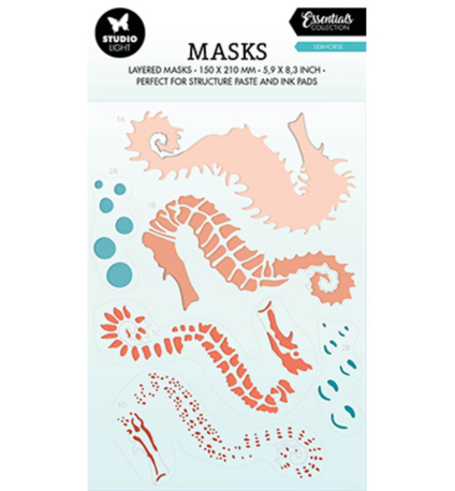 Studio Light Essentials Seahorse A5 Masking Stencil (SL-ES-MASK197) Studio Light Essentials Seahorse A5 Masking Stencil (SL-ES-MASK197)