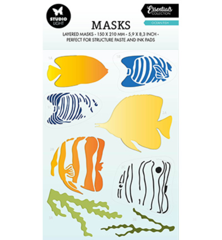 Studio Light Essentials Ocean Fish A5 Masking Stencil (SL-ES-MASK198) Studio Light Essentials Ocean Fish A5 Masking Stencil (SL-ES-MASK198)