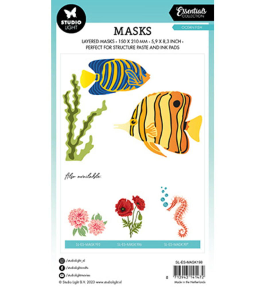 Studio Light Essentials Ocean Fish A5 Masking Stencil (SL-ES-MASK198) Studio Light Essentials Ocean Fish A5 Masking Stencil (SL-ES-MASK198)
