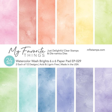 My Favorite Things Watercolor Wash Brights 6x6 Inch Paper Pad (EP-029) My Favorite Things Watercolor Wash Brights 6x6 Inch Paper Pad (EP-029)