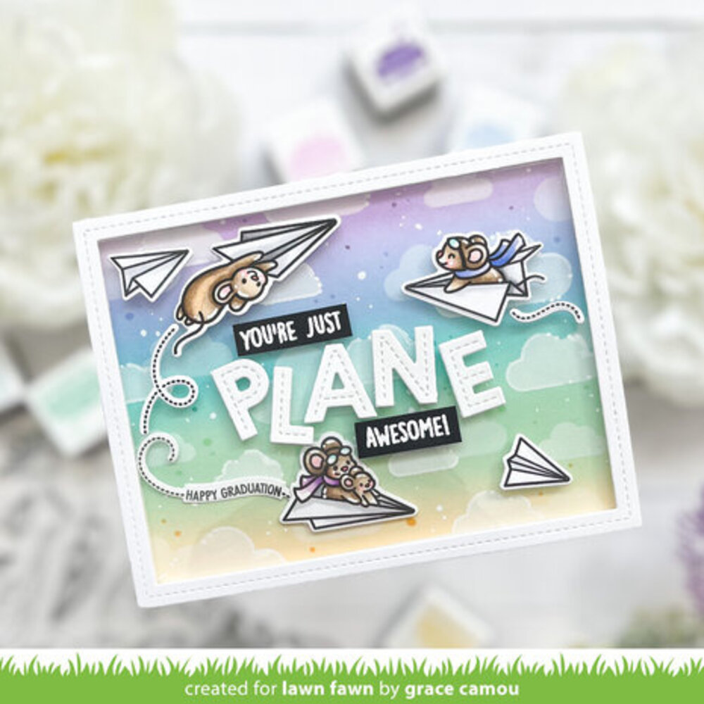 Lawn Fawn Just Plane Awesome Sentiment Trails Dies (LF3133)
