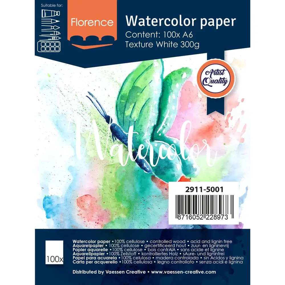 Vaessen Creative Florance Texture Intense Aquarelpapier A6 100pcs (2911-5001)