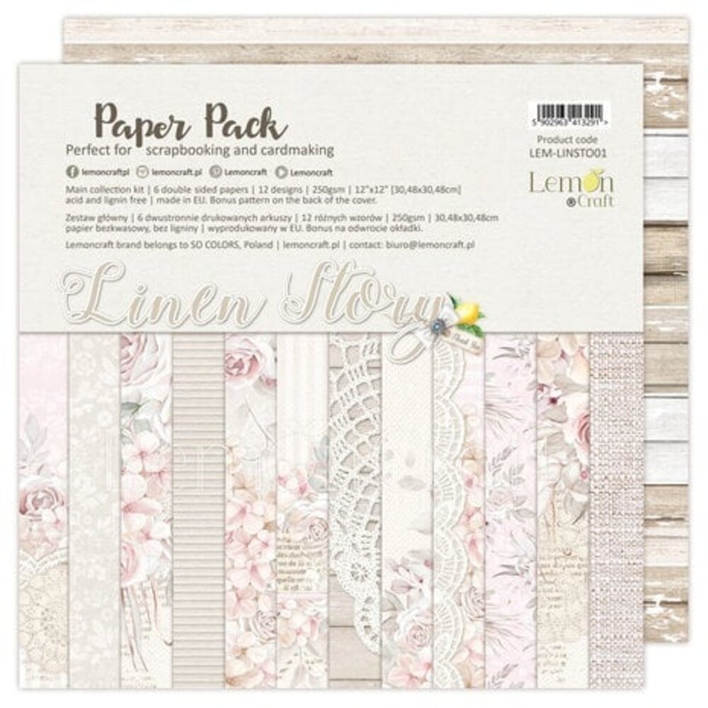 LemonCraft Linen Story 12x12 Inch Paper Pad (LEM-LINSTO01) LemonCraft Linen Story 12x12 Inch Paper Pad (LEM-LINSTO01)