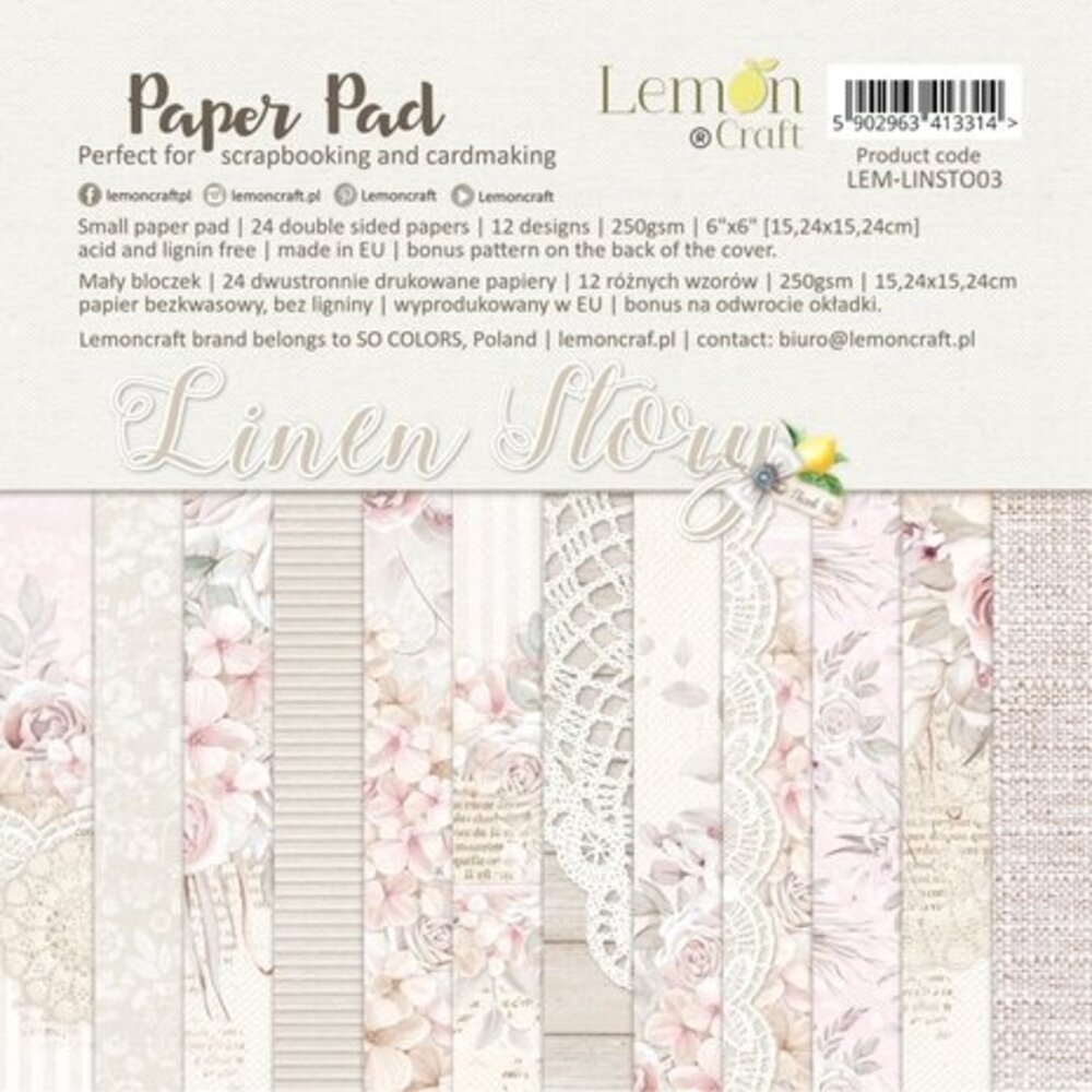 LemonCraft Linen Story 6x6 Inch Paper Pad (LEM-LINSTO03) LemonCraft Linen Story 6x6 Inch Paper Pad (LEM-LINSTO03)