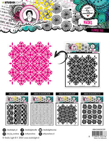 Studio Light Signature Collection Masking Stencil Flower Tile (ABM-SI-MASK209)