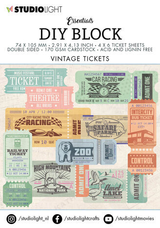 Studio Light Essentials Mini DIY Block Vintage Tickets (SL-ES-MC01) Studio Light Essentials Mini DIY Block Vintage Tickets (SL-ES-MC01)