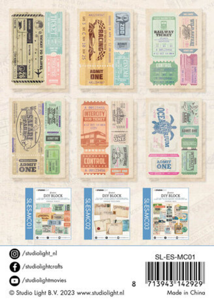 Studio Light Essentials Mini DIY Block Vintage Tickets (SL-ES-MC01) Studio Light Essentials Mini DIY Block Vintage Tickets (SL-ES-MC01)