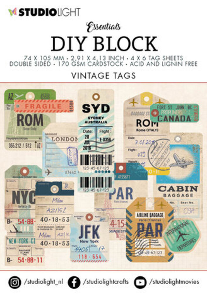 Studio Light Essentials Mini DIY Block Vintage Tags (SL-ES-MC03) Studio Light Essentials Mini DIY Block Vintage Tags (SL-ES-MC03)