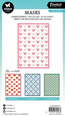Studio Light Essentials Heart Pattern A5 Masking Stencil (SL-ES-MASK175) Studio Light Essentials Heart Pattern A5 Masking Stencil (SL-ES-MASK175)