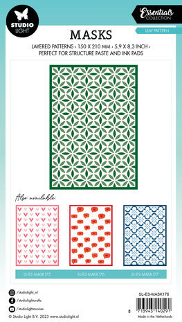 Studio Light Essentials Leaf Pattern A5 Masking Stencil (SL-ES-MASK178)
