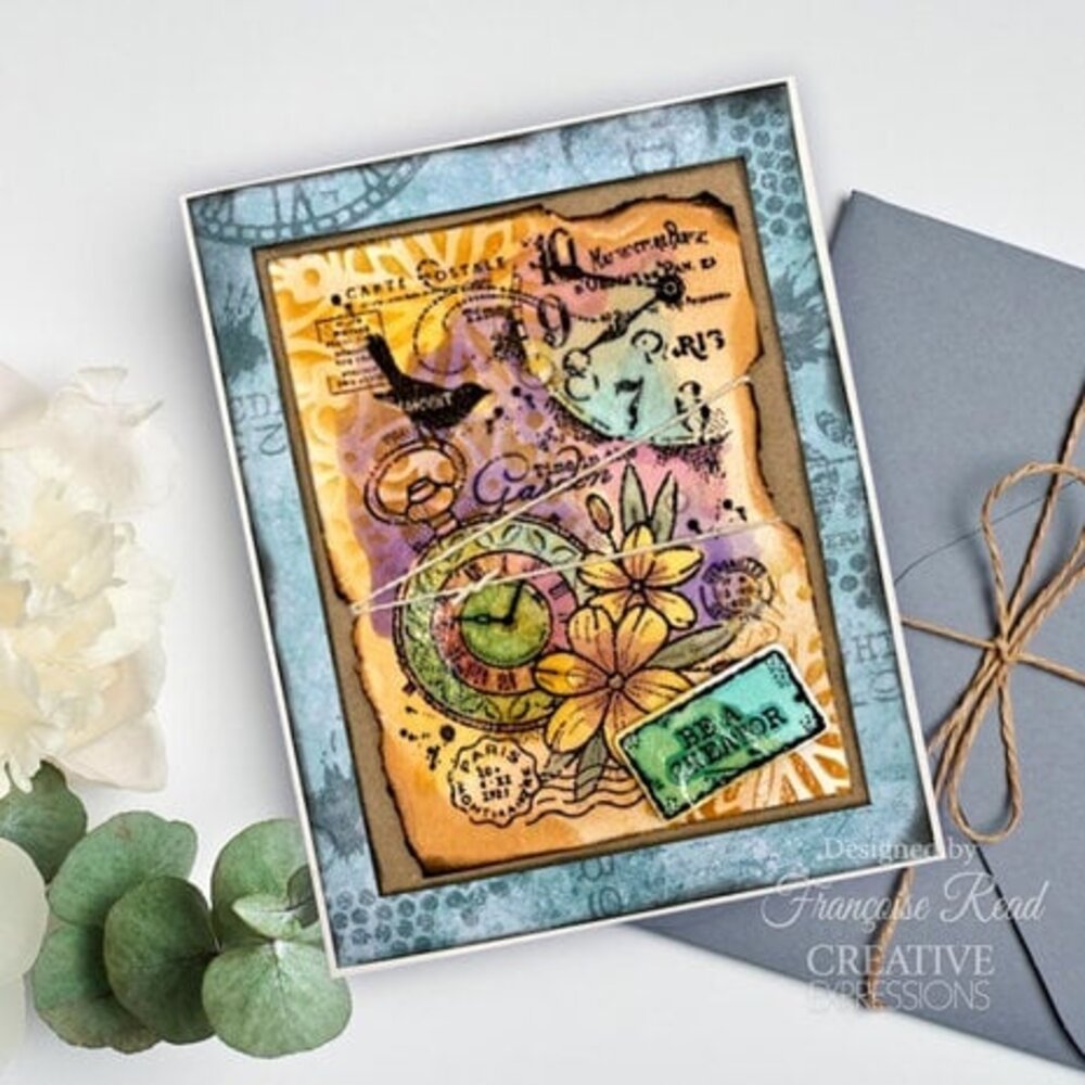 Woodware Pocket Watch Garden Clear Stamps (FRS990)