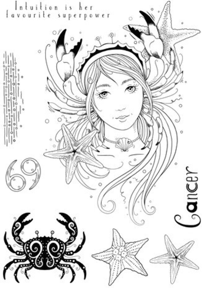 Pink Ink Designs Astrology Series Cancer "The Psychic" A5 Clear Stamps (PI220)