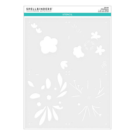 Spellbinders Glimmer Cardfront Sentiments Hello Blooms Stencil (STN-063) Spellbinders Glimmer Cardfront Sentiments Hello Blooms Stencil (STN-063)