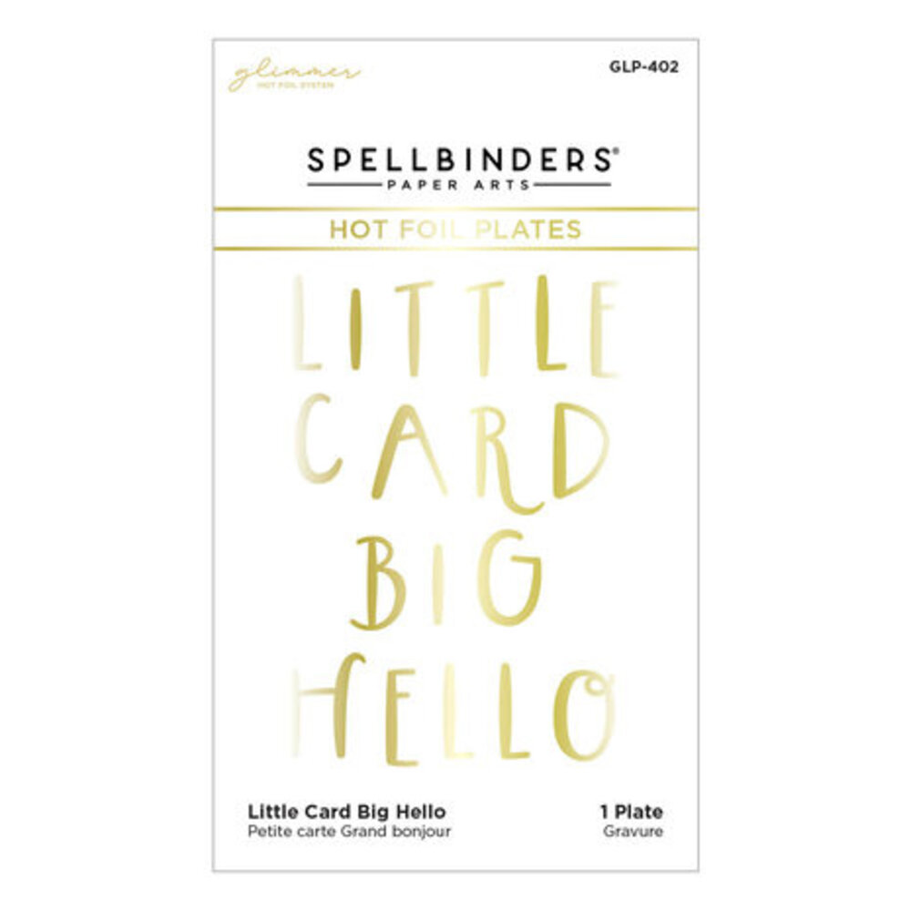 Spellbinders Glimmer Cardfront Sentiments Little Card Big Hello Glimmer Hot Foil Plate (GLP-402) Spellbinders Glimmer Cardfront Sentiments Little Card Big Hello Glimmer Hot Foil Plate (GLP-402)