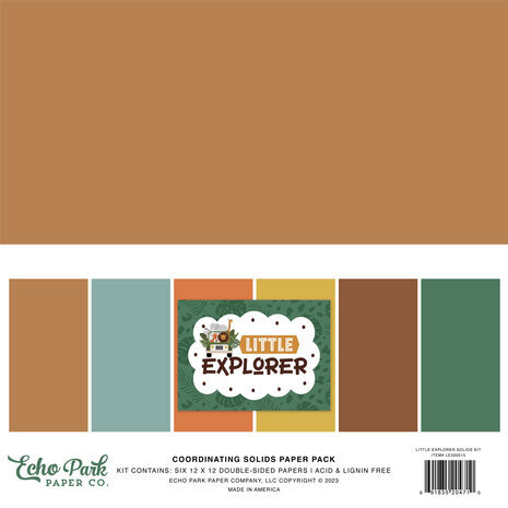 Echo Park Little Explorer 12x12 Inch Coordinating Solids Paper Pack (LE320015)