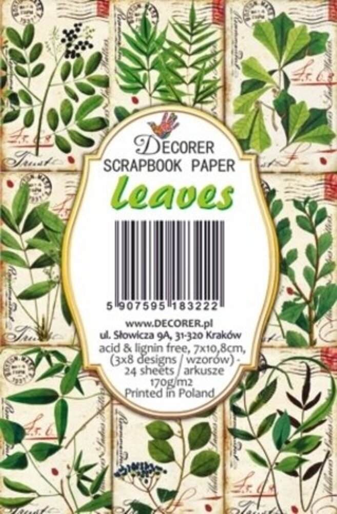 Decorer Leaves Paper Pack (7x10,8cm) (DECOR-M124) Decorer Leaves Paper Pack (7x10,8cm) (DECOR-M124)