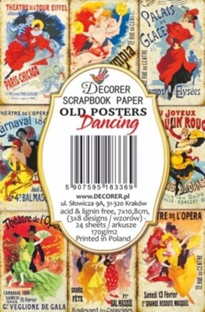 Decorer Old Posters Dancing Paper Pack (7x10,8cm) (DECOR-M129) Decorer Old Posters Dancing Paper Pack (7x10,8cm) (DECOR-M129)