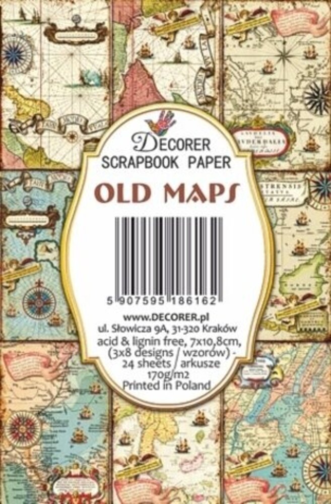 Decorer Old Maps Paper Pack (7x10,8cm) (DECOR-M133) Decorer Old Maps Paper Pack (7x10,8cm) (DECOR-M133)