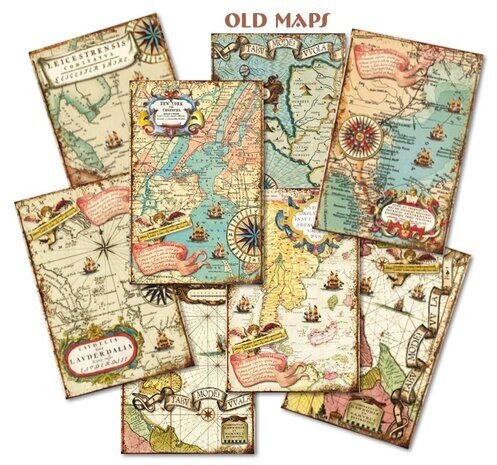 Decorer Old Maps Paper Pack (7x10,8cm) (DECOR-M133) Decorer Old Maps Paper Pack (7x10,8cm) (DECOR-M133)