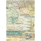 Stamperia Around the World Sailing Ship Rice Paper A4 (DFSA4773)