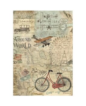 Stamperia Around the World Bicycle Rice Paper A4 (DFSA4776)* Stamperia Around the World Bicycle Rice Paper A4 (DFSA4776)*