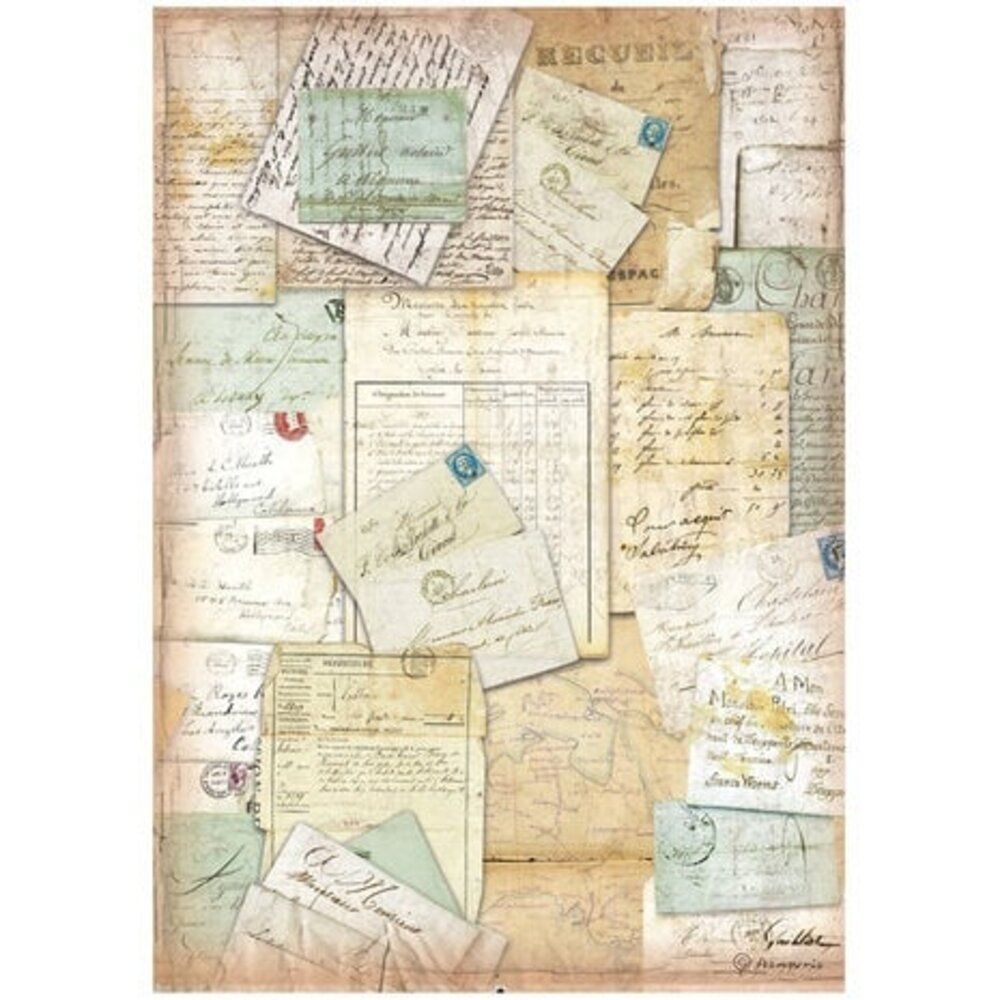 Stamperia Around the World Letters Rice Paper A4 (DFSA4777) Paperpads.nl