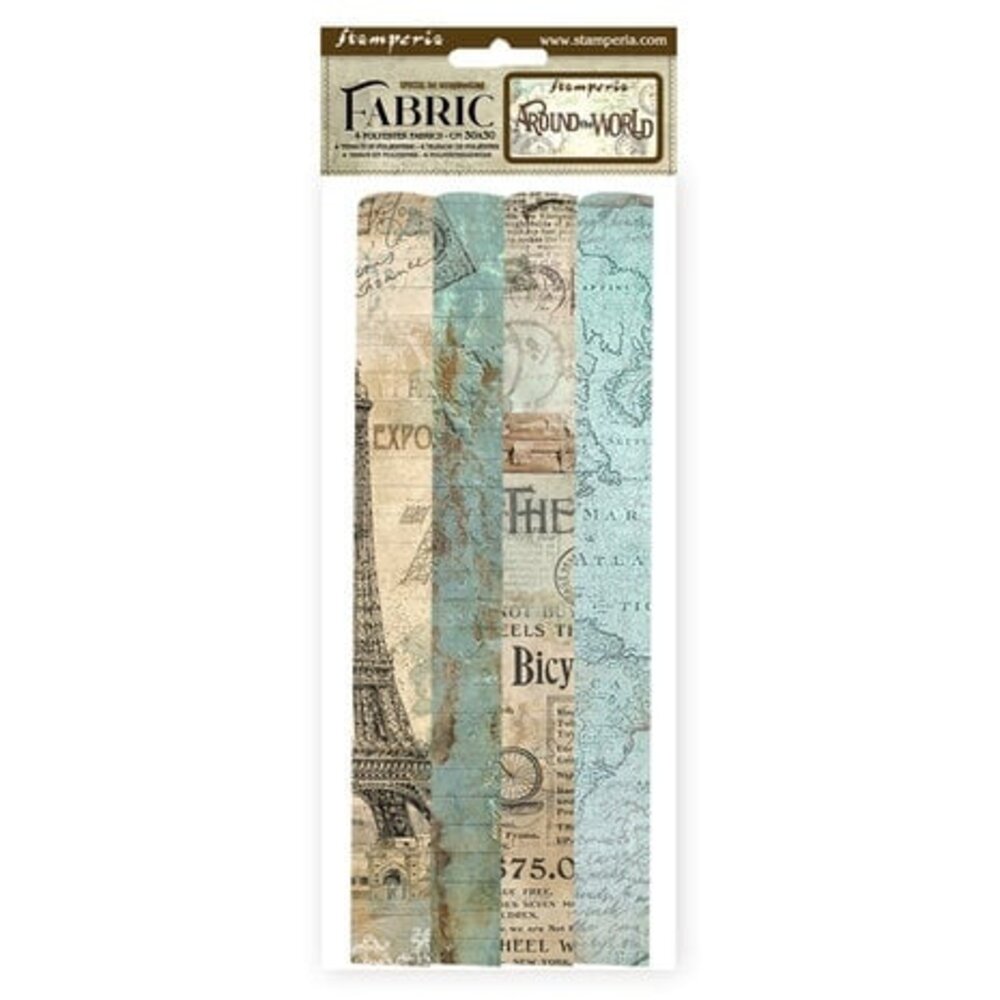 Stamperia Around the World 12x12 Inch Fabric Sheets (SBPLT14) Stamperia Around the World 12x12 Inch Fabric Sheets (SBPLT14)