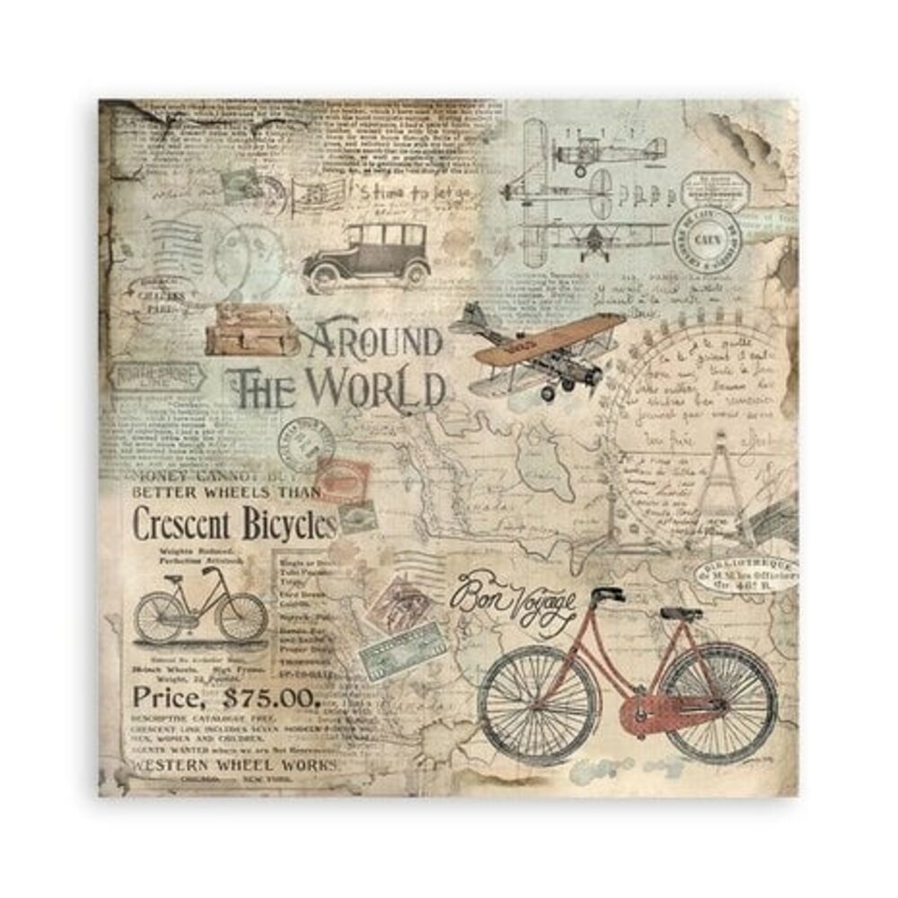 Stamperia Around the World 12x12 Inch Fabric Sheets (SBPLT14) Stamperia Around the World 12x12 Inch Fabric Sheets (SBPLT14)