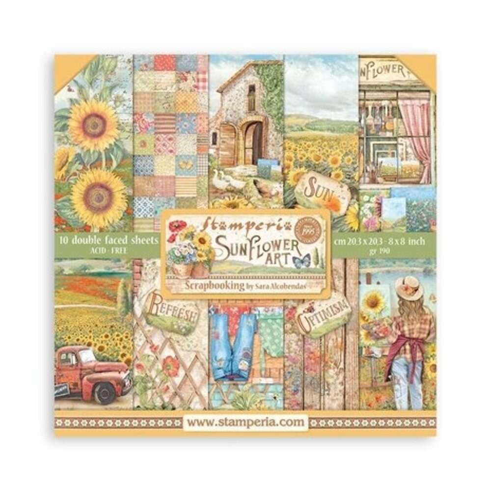 Stamperia Sunflower Art 8x8 Inch Paper Pack (SBBS83) Stamperia Sunflower Art 8x8 Inch Paper Pack (SBBS83)