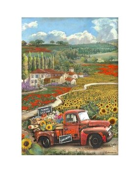 Stamperia Sunflower Art Vintage Car Rice Paper A4 (DFSA4769)* Stamperia Sunflower Art Vintage Car Rice Paper A4 (DFSA4769)*
