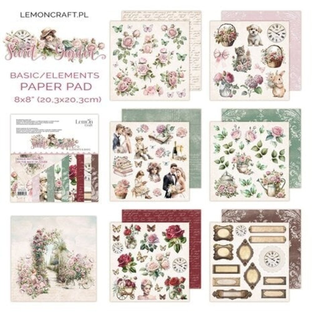 LemonCraft Secret Garden 8x8 Inch Elements & Basic Paper Pad (LEM-SEGAR-03) LemonCraft Secret Garden 8x8 Inch Elements & Basic Paper Pad (LEM-SEGAR-03)