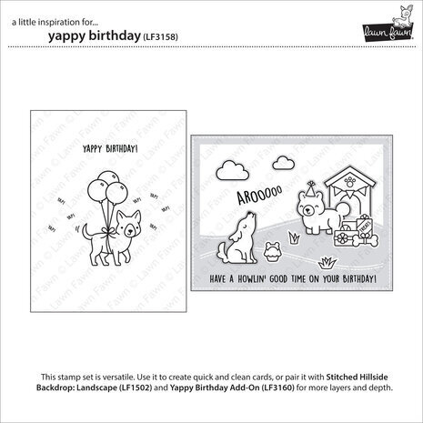 Lawn Fawn Yappy Birthday Clear Stamps (LF3158) Lawn Fawn Yappy Birthday Clear Stamps (LF3158)