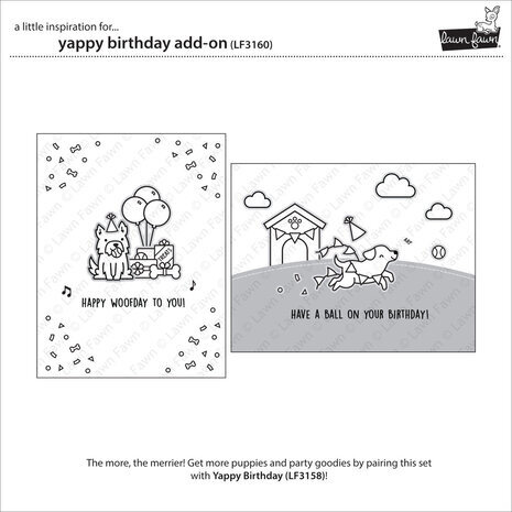 Lawn Fawn Yappy Birthday Add-On Clear Stamps (LF3160) Lawn Fawn Yappy Birthday Add-On Clear Stamps (LF3160)