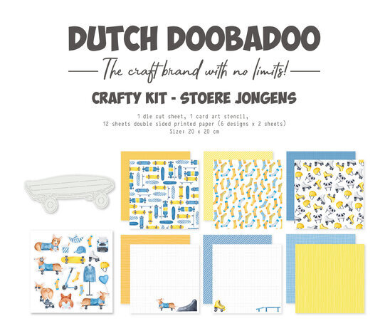 Dutch Doobadoo Crafty Kit 8x8 Inch Stoere Jongens (473.005.046) Dutch Doobadoo Crafty Kit 8x8 Inch Stoere Jongens (473.005.046)